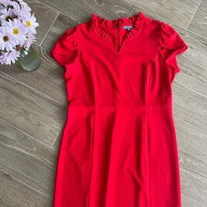 Red Ruffled Collar Dress